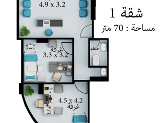 فرصة نادرة شقة تجارى 70 متر ناصية فى برج الاطباء بنى سويف