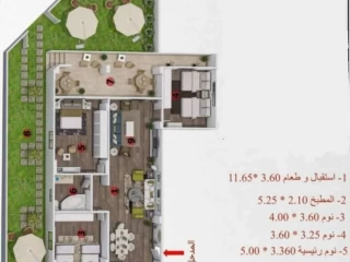 شقة للبيع في دمياط الجديدة منطقة بيت الوطن خلف جامعة حورس