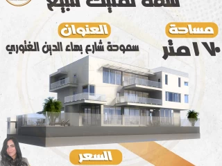 شقة تمليك 170 م في منطقة سموحة شارع بهاء الدين الغتورى